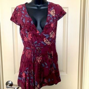 Burgundy Floral Romper, perfect condition
